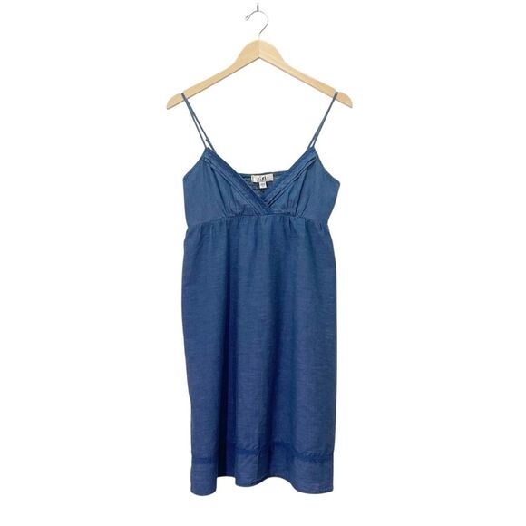 Y2K L.E.I. Chambray Sundress Juniors XL Blue Spaghetti Strap Smocked Back Dress - Picture 9 of 14